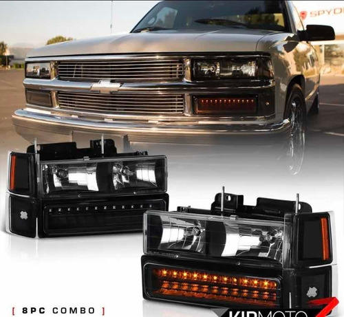 Set De Faros Silverado 19988 A 1998 Ocuros Curtos Led 8pz