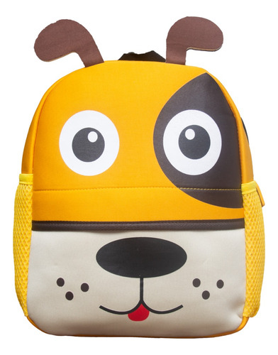 Mochila Infantil Pequena Neoprene Cachorrinho Yins Cor Amarelo Desenho Do Tecido Cachorro