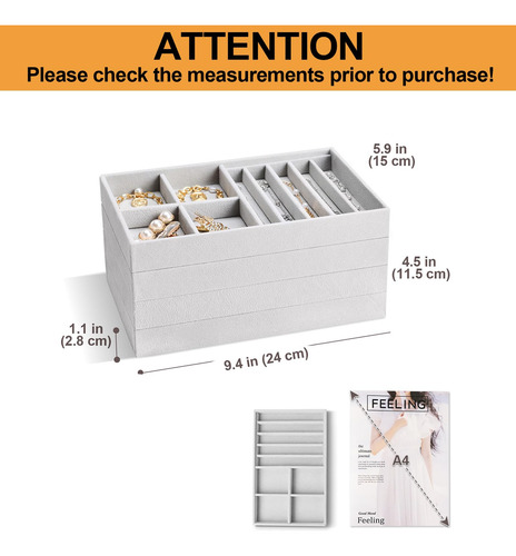 Bandejas Organizadoras De Joyas Procase, Apilables, 4 Capas,