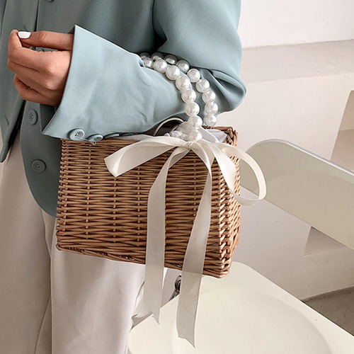 2 Bolso De Paja Tejido A Mano Cesta Bolso De Playa Chic