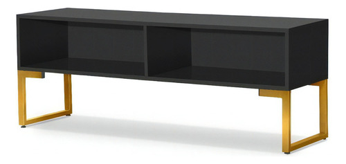 Banco Rack Milan para 50 personas, diseño industrial, base de hierro, color negro y dorado