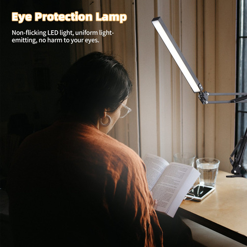 Imagen 5 de 9 de Lámpara De Escritorio Led Flexible Con Abrazadera De Cuidado