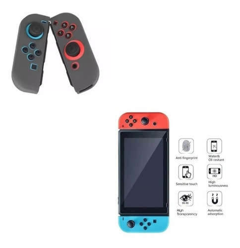 Funda De Silicona G + Lamina De Vidrio Para Nintendo Switch