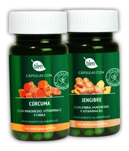 Kit Dúo Cápsulas Adaptógenos Cúrcuma Jengibre
