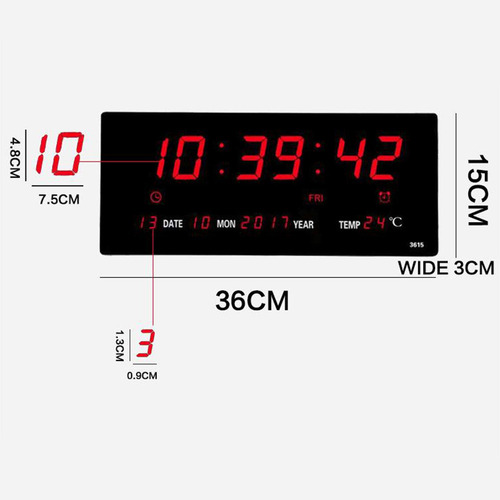 . Reloj De Pared Digital Led Calendario Gran Pantalla Con