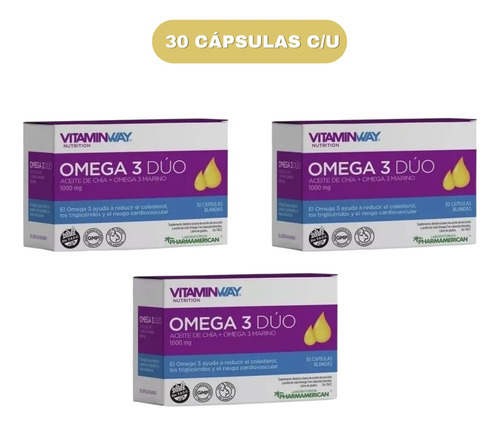 Omega 3 Dúo Vegetal Chía Marino Pescado Triglicéridos X3