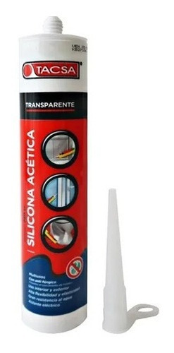 Sellador Silicona Acética Cartucho 280ml Transparente Tacsa