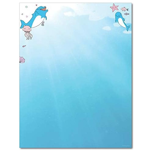 Papel De Carta Dolphin Adventure, 80 Hojas, Ideal Event...