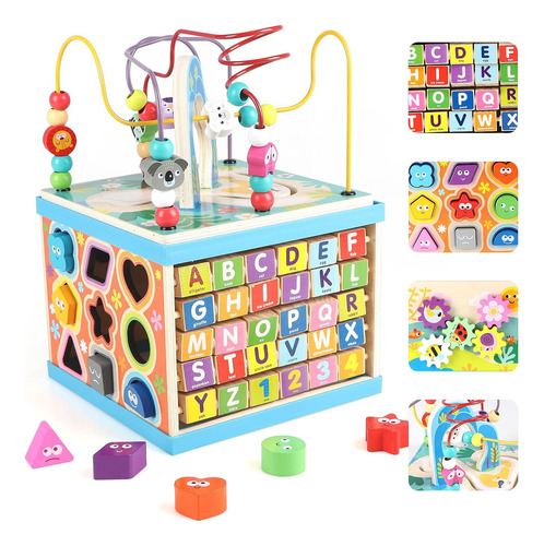 Cubo De Actividades De Madera Qilay Para Niños Pequeños De 3