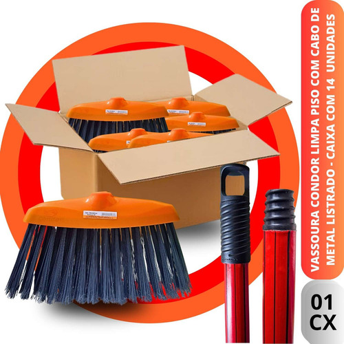 Kit 14 Vassoura Condor Sintética Para Piso Pelo C/cabo Full