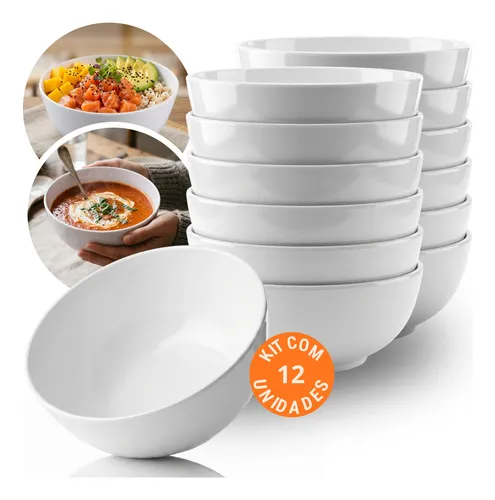 Kit 12 Bowl Grande 715ml Cumbuca Tigela Melamina Resistente - R$ 66,58