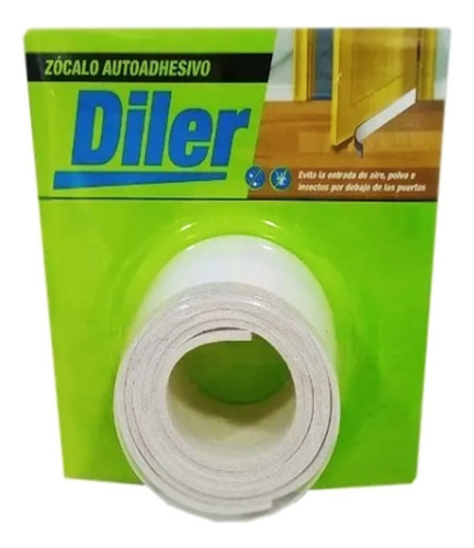 Zócalo Burlete Para Puerta Autoadhesivo 40mm X 90cm Diler Color Blanco Liso