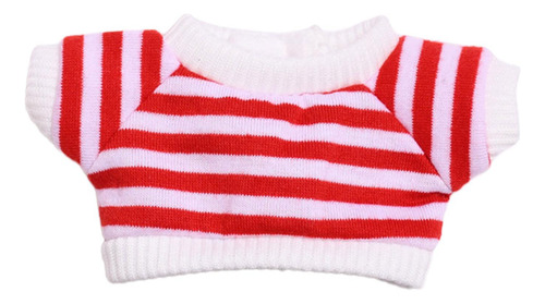 Camiseta De Rayas Con Figura De Peluche, Manga Corta, Rojo