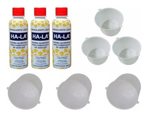 Kit 3 Coalhos Hala 200ml Queijos + Formas 500g + Formas 1kg