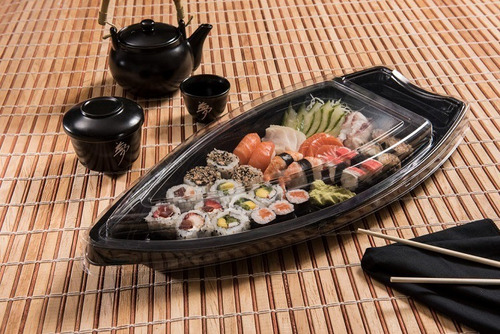 Imagen 2 de 2 de Bandeja Sushi Barco Plástico Grande Comida Asiática