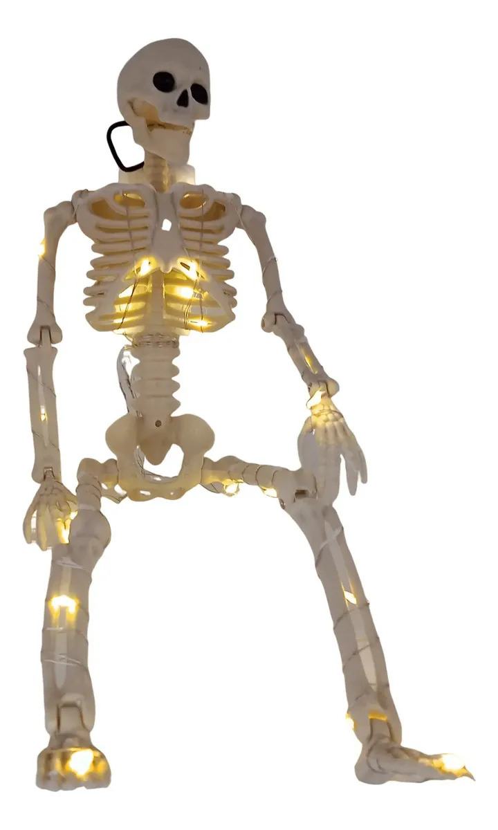 Mini Esqueleto De Brinquedo 35cm Pegadinhas Haloween Magicas Cor Com Led
