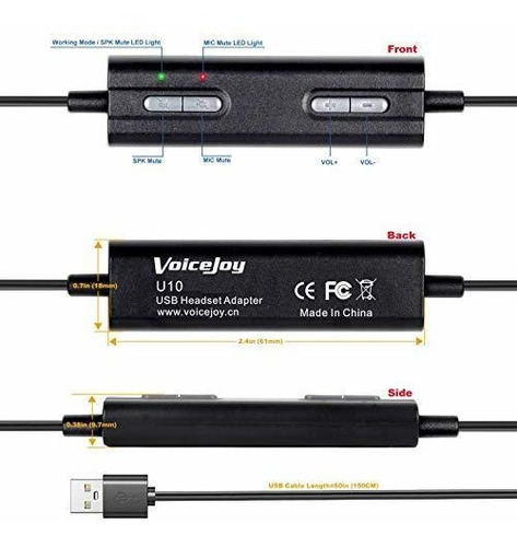 Audifono Usb Cancelacion Ruido Adaptador Desconexion Pc