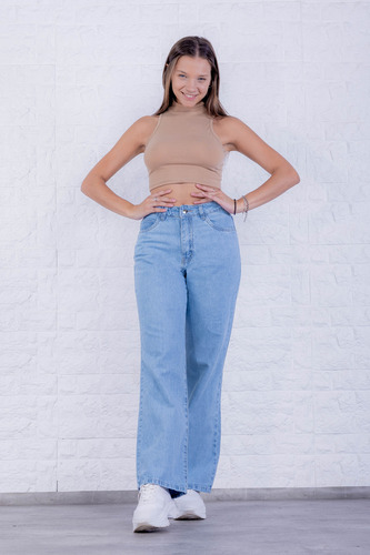 Wide Leg Jean Mujer Tiro Alto Rígido By Alyn