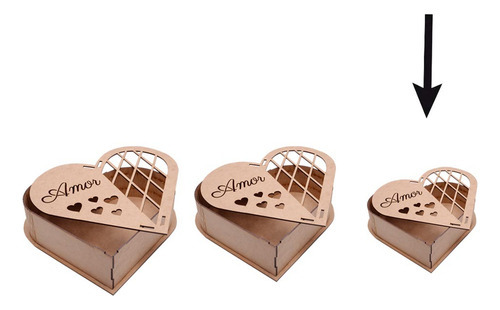 Imagem 3 de 6 de Caixa Coração Mdf Amor P 19,5x15x5cm Hot Pink