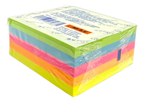 Cubo Notas Adhesivas 7.6x7.6cm Mae Neon Mix 3x3in 400 Hojas