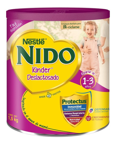 Leche En Polvo Nestlé Nido Kinder 1 Deslactosado 1.5 Kg