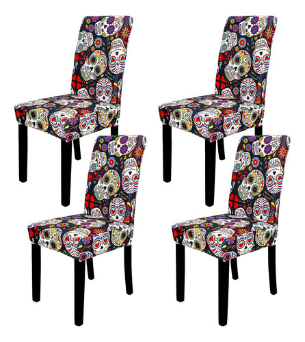 Fundas Elásticas Para Sillas De Halloween Diseño Calavera Fl