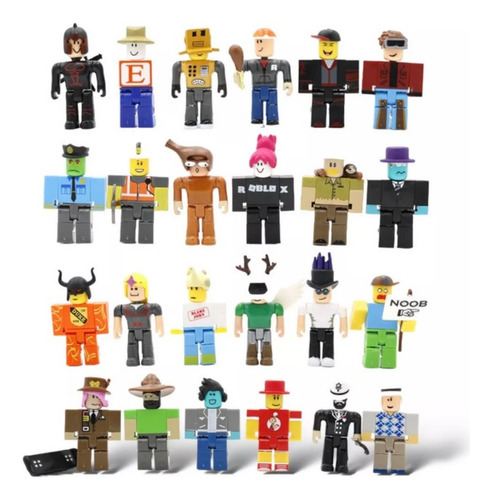 Kit Bonecos Roblox Noob Série 24 Peças C/ Acessórios - Compatível Com Figuras De Ação E Jogos Roblox