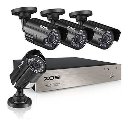 Sistema De Cámara De Seguridad Zosi 4ch 720p Hd Con Lente