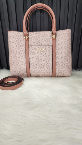 Bolsa Guess Sg959306 Nueva 100 % Original Con Etiqueta Rosa Pálido Estampado Oro Rosa Pálido