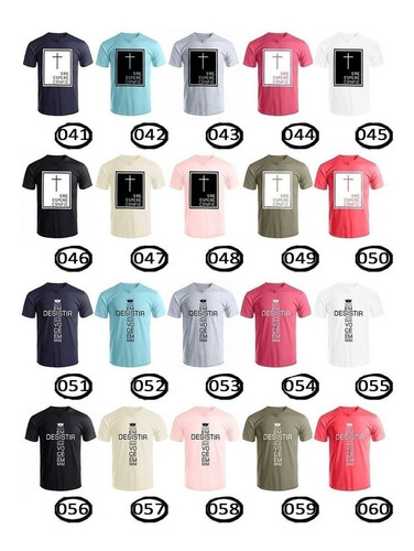Imagem 3 de 10 de Kit C/10 Camisetas Blusas Masculinas Gola V Estampas Gospel
