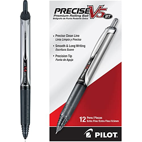 Bolígrafo Pilot V5 Rt, Punta Extra Fina 0.5 Mm, Negro (pack 