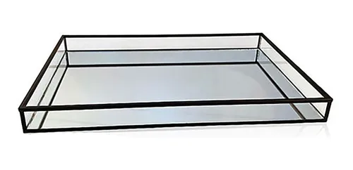 comprar Bandeja Rectangular Espejo Espejada Centro Mesa Metal Grande
