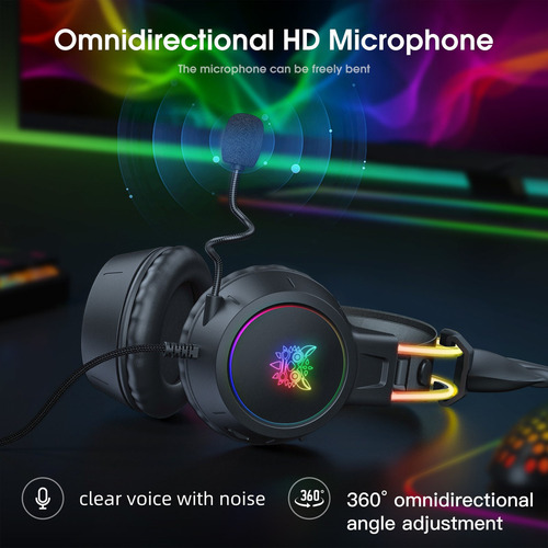 Para Fone De Ouvido Rgb Wired Gaming Com Cancelamento De