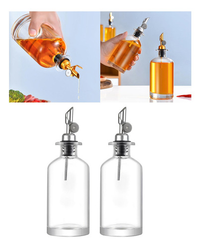 Botellas De Aceite De Oliva Vinagre Titular Plata 350ml