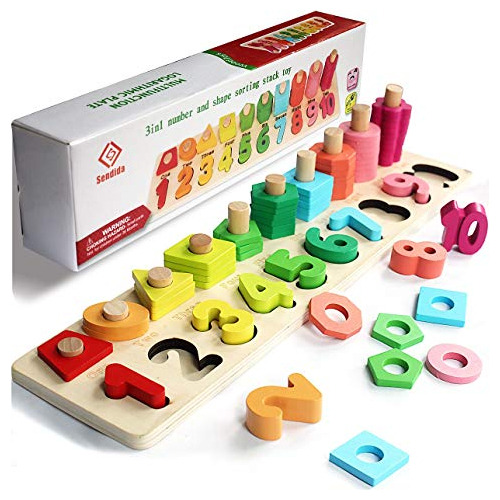 Montessori Math Shapes Puzzle Toys Niños Pequeños Api...