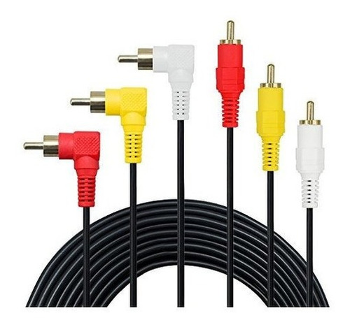 3 Rca Cable Premium Chapado En Oro 90 Grados Angulo Derecho 