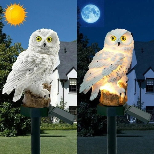 Imagen 3 de 5 de Lampara Led Solar Buho Jardin Terraza Decoracion /f-221n-1