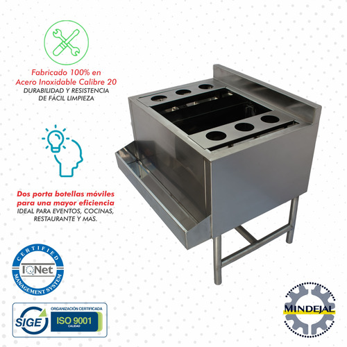 Unidad Coctelera 100% Acero Inoxidable Mindejal 100x60x75cm