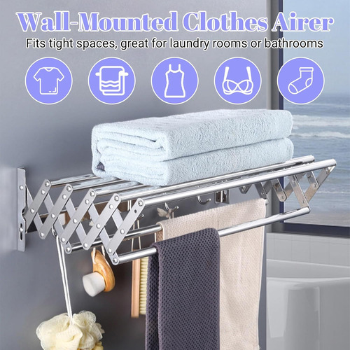 Secadora De Ropa Plegable Para Baños, 7 Barras De Secado