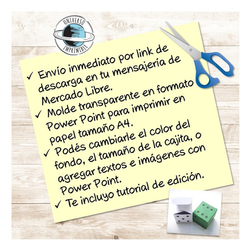 Kit Imprimible Molde Caja Dado Patrón Editable Power Point
