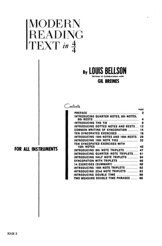 L. Bellson: Modern Reading Text In 4/4 For All Instruments