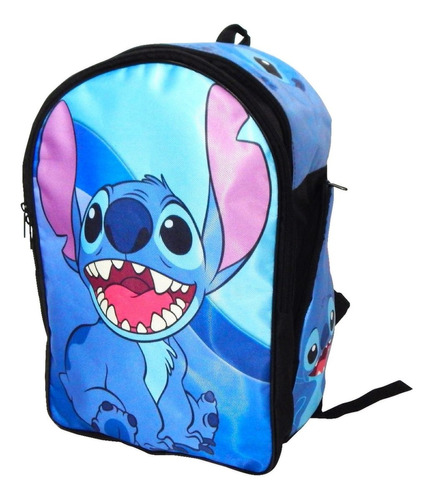 Imagen 1 de 4 de Mochila Lilo & Stitch Backpack Azul Cute Stich Sonriendo