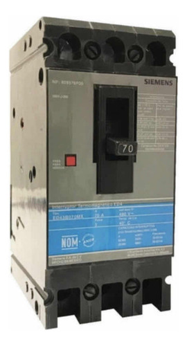 Siemens Interruptor Termomagnetico 3x70a Ed6 70a Ed63b070 Frecuencia 60Hz