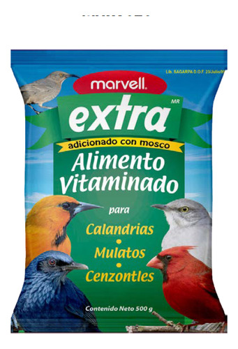 Alimento Extra 500g Para Cenzontles, Calandrias Etc 5 Pzas