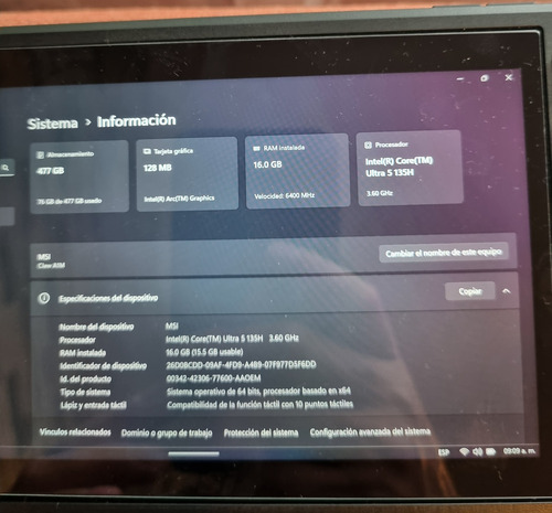 Consola Portatil Msi Claw A1m Core Ultra 5 16gb 512gb Ssd 7 (Usado)