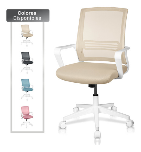 Silla Oficina Ergonómica Giratoria De Escritorio Moderna Color Beige champagne