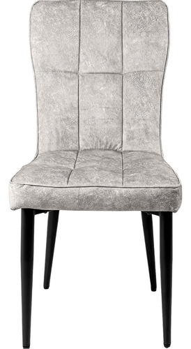 Juego Set 4 Sillas Comedor Altas Vinipiel Modernas Tapizadas Estructura de la silla Negro Asiento Gris