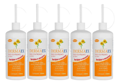 5 Dermaex Óleo De Girassol Cicatrizante 100ml Cada