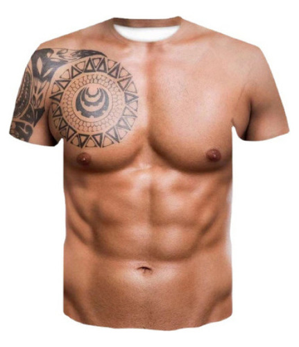 Divertido 3d Body Pattern Musclet-shirt Manga Corta Hombres