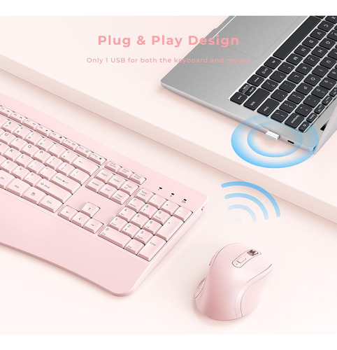 Teclado Y Mouse Inalámbricos, Teclado Ergonómico Y Mouse Com